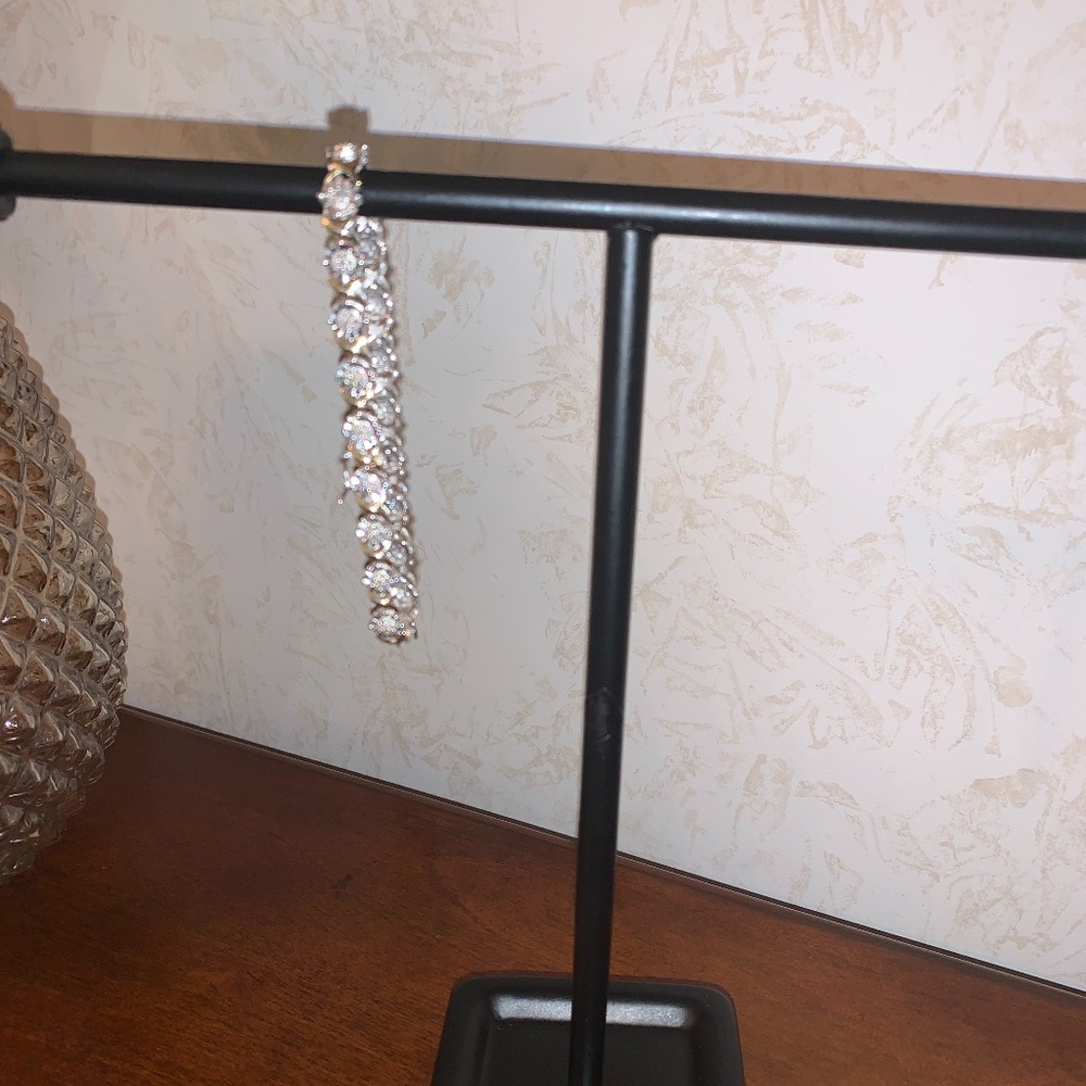 !FIRM!  Genuine Diamond 7.75” 14kt Gold Over Sterling Silver 1 Ct Diam Bracelet